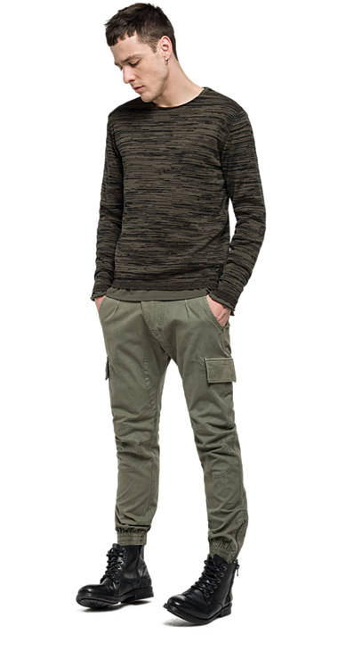 Decathlon ARMY GREEN Pullover aus Mélange-Baumwolle Herren