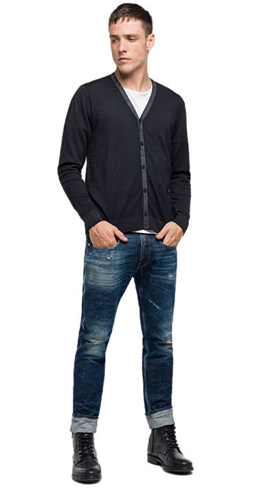 Decathlon BLACK Cardigan aus reiner Wolle Herren