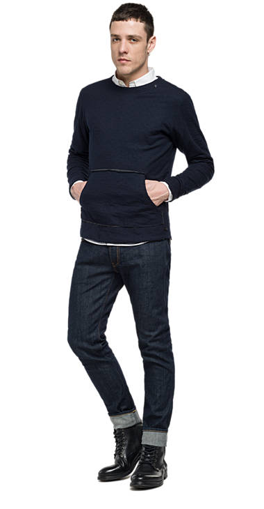 Decathlon BLUE/CHARCOAL Sweatshirt aus Baumwolle und Wolle Herren