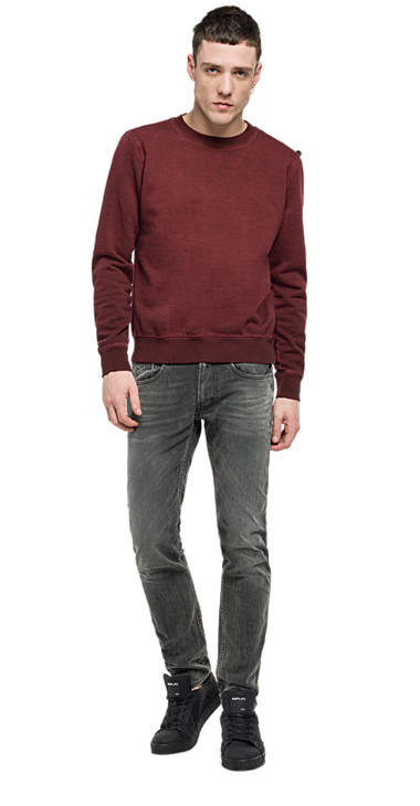 Decathlon BURGUNDY Sweatshirt aus stückgefärbter Baumwolle Herren