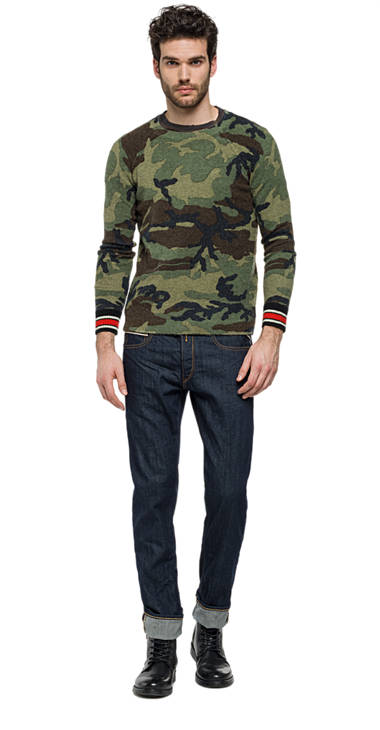 Decathlon CAMOUFLAGE Wollpullover in Camouflage-Optik Herren