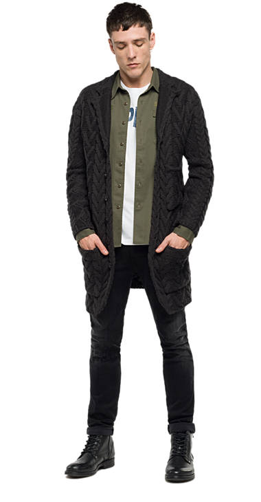 Decathlon Herren PIRATE BLACK Cardigan mit Zopfmuster Germany