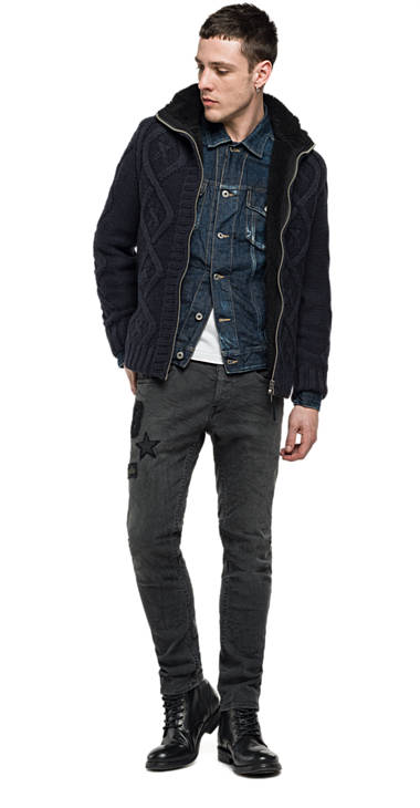 Decathlon DARK BLUE Cardigan mit Zopfmuster Herren