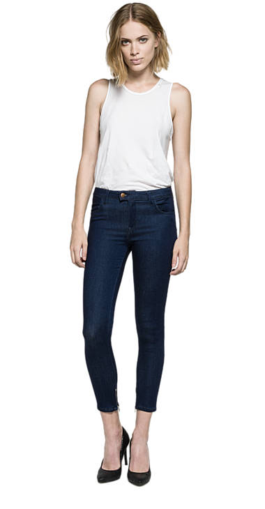 Decathlon DARK BLUE DENIM Super Skinny Cropped Jeans Touch Damen