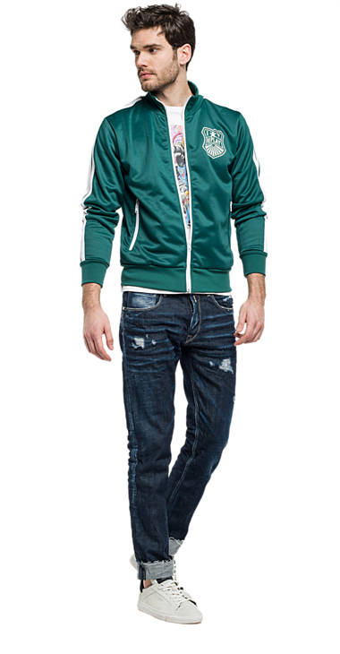 Decathlon DARK GREEN Sweatshirt mit Aufdruck und hohem Kragen Herren