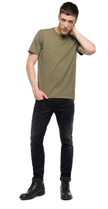 Decathlon DARK OLIVE Einfarbiges Jersey-T-Shirt Herren