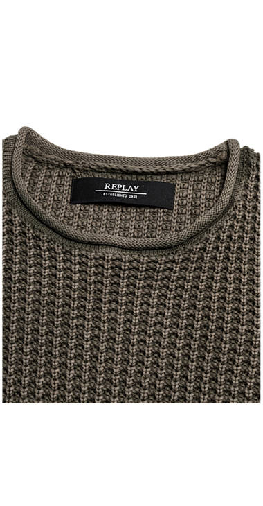 Decathlon Herren DARK OLIVE Strickpullover aus reiner Baumwolle neu