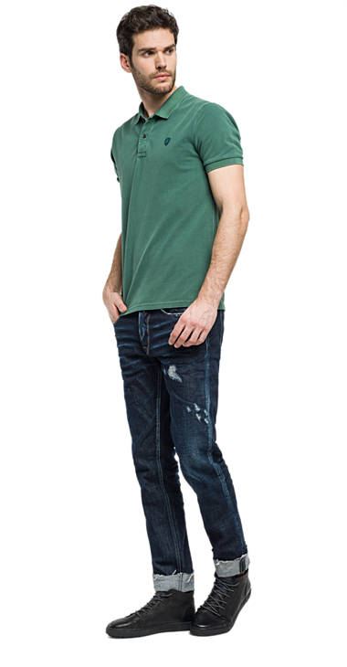 Decathlon Herren EMERALD GREEN Polohemd aus stückgefärbtem Baumwollpikee Outlet