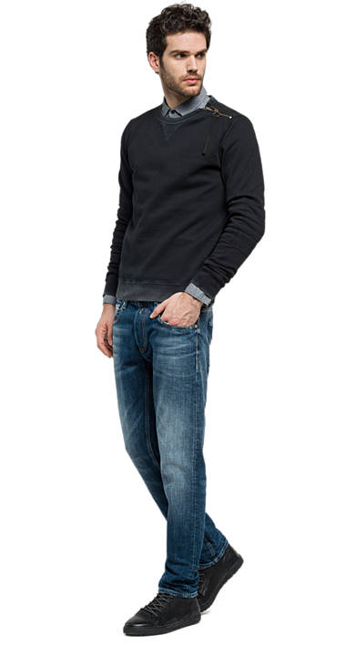 Decathlon Herren NEARLY BLACK Baumwoll-Sweatshirt mit Reißverschluss Sale