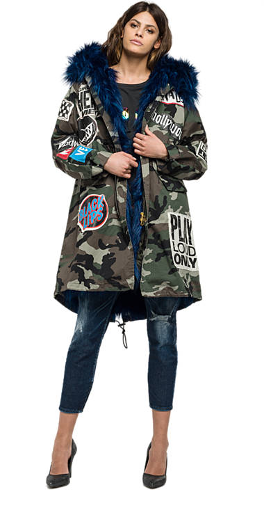 Decathlon Germany Oversize Parka in Camouflage-Optik mit Patches CAMOUFLAGE BLACK/GREEN/BROWN