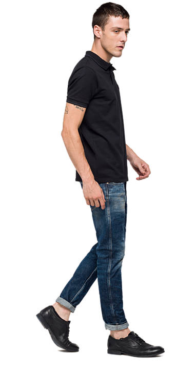 Decathlon Herren BLACK Polohemd aus Pikee mit Patch Sale