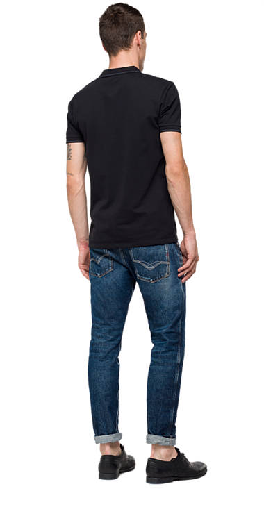 Decathlon Herren BLACK Polohemd aus Pikee mit Patch Sale