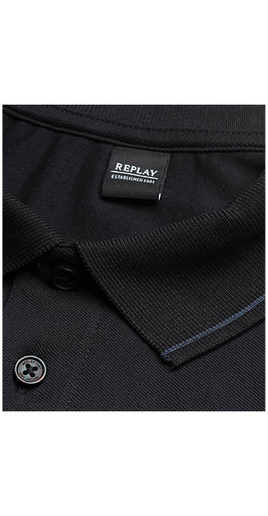 Decathlon Herren BLACK Polohemd aus Pikee mit Patch Sale