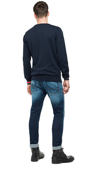 Decathlon Herren DARK BLUE Pullover mit gestreiften Ärmelbündchen Kaufen