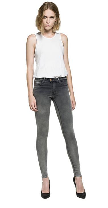 Decathlon GREY DENIM Low waist Skinny Fit Jeans Touch Damen