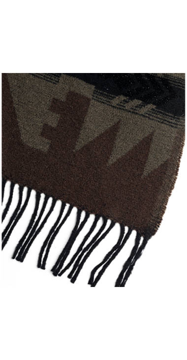 Decathlon Herren BLACK/MILITARY GREEN/BROWN Jacquard-Poncho mit Ethno-Motiv Germany