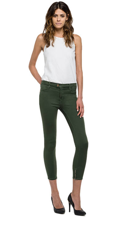 Decathlon Jeans Super Skinny Cropped Touch MILITARY GREEN