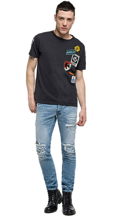 Decathlon Jersey-T-Shirt mit Patches BLACKBOARD