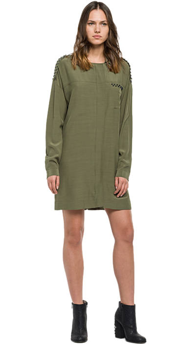 Decathlon Kleid aus Krepp mit Nietenapplikation OLIVE GREEN