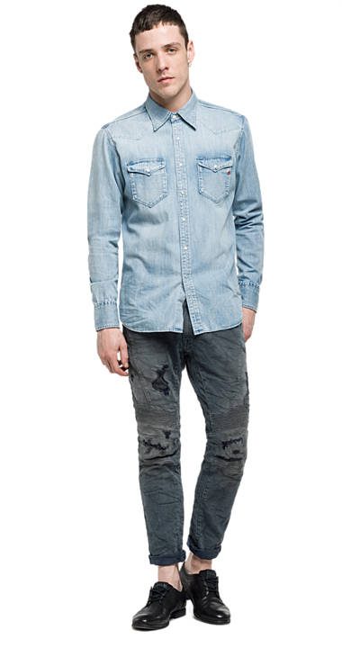 Decathlon LIGHT DENIM Hemd aus Deep Blue Denim Herren