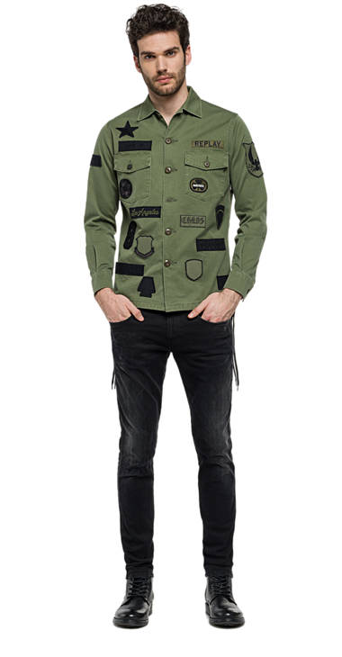 Decathlon LIGHT MILITARY Baumwollhemd mit Patches Herren