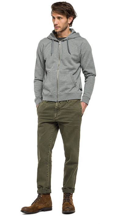 Decathlon MEDIUM GREY MELANGE Einfarbiges Sweatshirt aus Baumwolle Herren