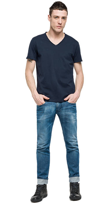 Decathlon MIDNIGHT BLUE Jersey-T-Shirt mit offenen Kanten Herren