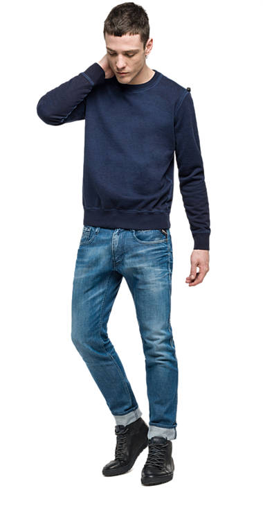 Decathlon MIDNIGHT BLUE Sweatshirt aus stückgefärbter Baumwolle Herren