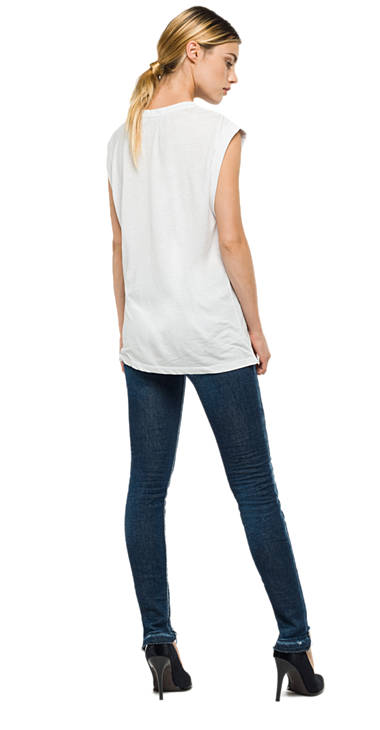 Decathlon Damen OFF WHITE T-Shirt mit aufgedrucktem Sternemuster und Zierkette Kaufen