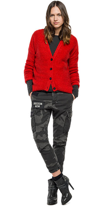 Decathlon Online Cardigan aus Wolle mit Streifenmuster RED