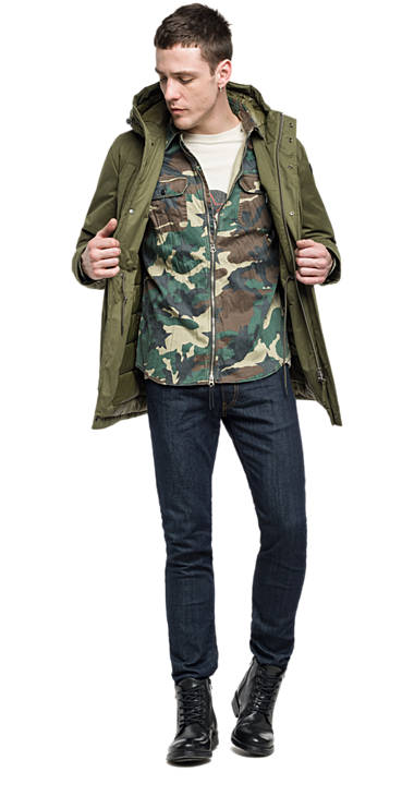 Decathlon Online Einfarbige Jacke mit Patch ARMY GREEN