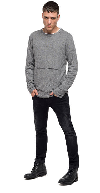 Decathlon Online Sweatshirt aus Baumwolle und Wolle GREY MELANGE/CHARCOAL