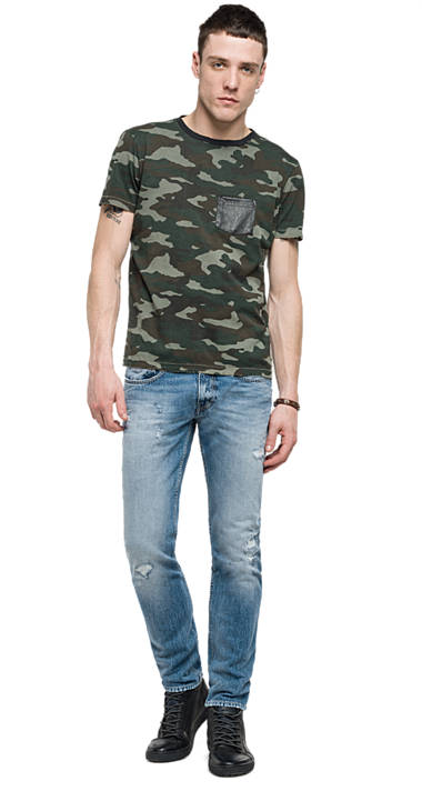 Decathlon Outlet Baumwoll-T-Shirt in Camouflage-Optik MILITARY/BROWN/BLACK CAMO