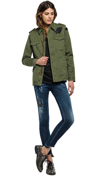 Decathlon Outlet Baumwolljacke mit Patches COMBAT GREEN