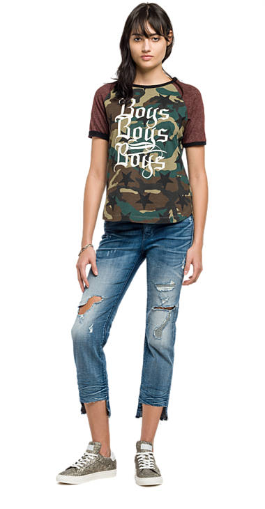 Decathlon Outlet Bedrucktes T-Shirt in Camouflage-Optik GREEN/KAKI/BROWN/BLACK CAMO