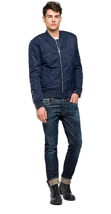 Decathlon Outlet Einfarbige Bomberjacke aus Twill NIGHT BLUE