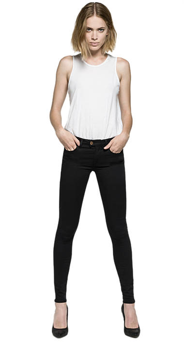 Decathlon Outlet Low waist Skinny Fit Jeans Touch BLACK DENIM