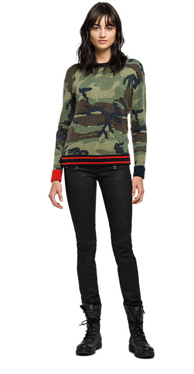 Decathlon Outlet Pullover aus Alpakawolle mit Camouflage-Optik CAMOUFLAGE