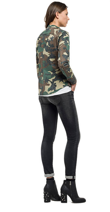 Decathlon Damen CAMOUFLAGE Satin-Hemdbluse in Camouflage-Optik neu