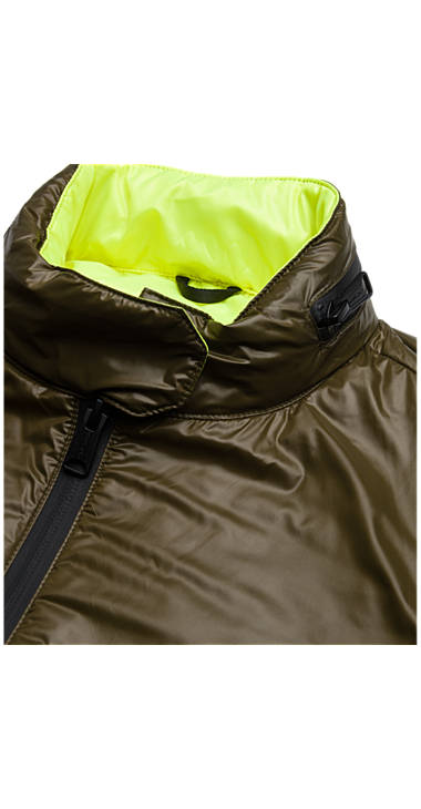 Decathlon Herren MILITARY GREEN/FLUO YELLOW Thindown Wendedaunenjacke neu