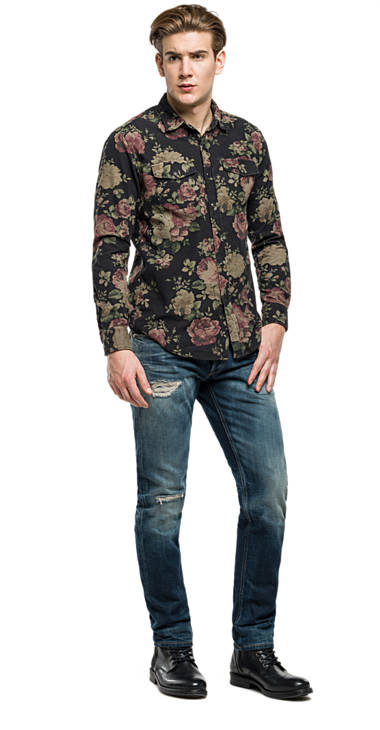 Decathlon PRINTED FLOWER Geripptes Hemd mit Blumenaufdruck Herren