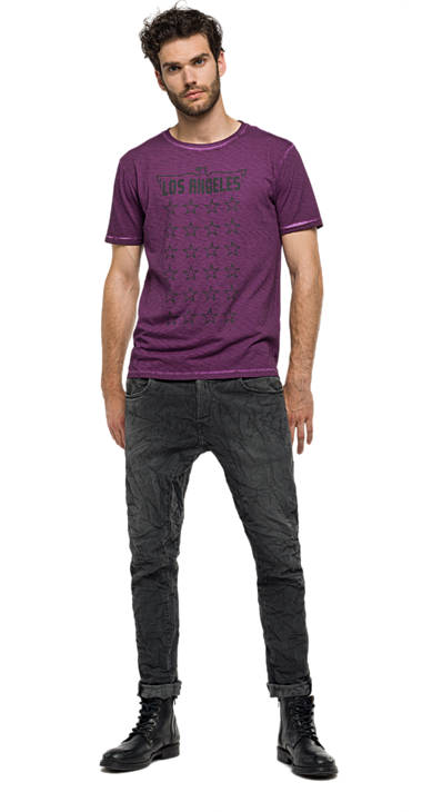 Decathlon PURPLE T-Shirt mit verwaschenen Nähten Herren