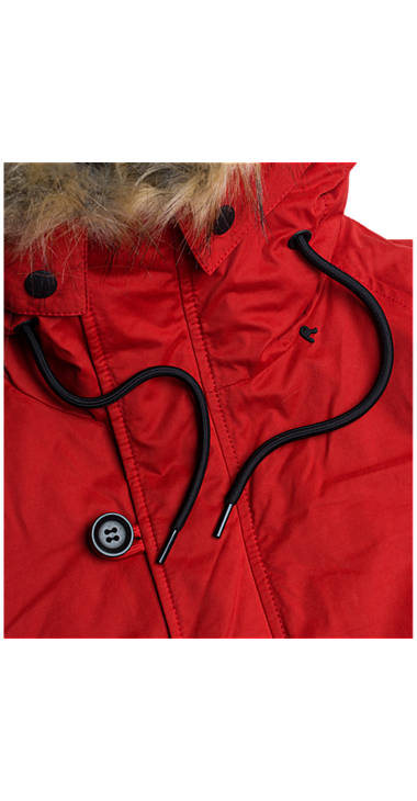 Decathlon Herren RED Einfarbiger Parka aus Baumwollmischgewebe Outlet