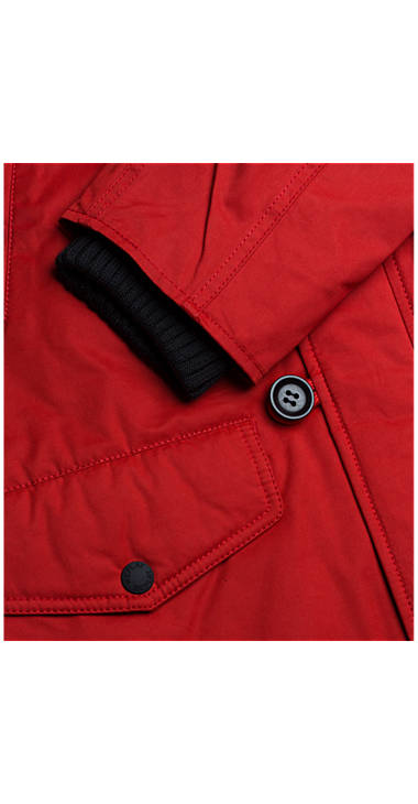 Decathlon Herren RED Einfarbiger Parka aus Baumwollmischgewebe Outlet