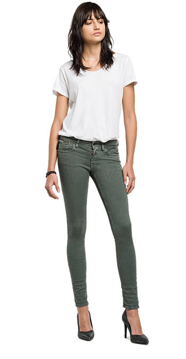 Decathlon SAGE GREEN Skinny Fit Jeans Luz Coin Zip Damen