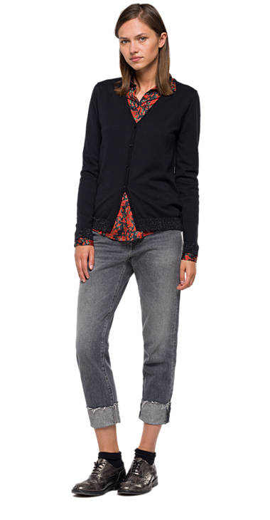 Decathlon Sale Cardigan aus Wolle mit V-Ausschnitt BLACK