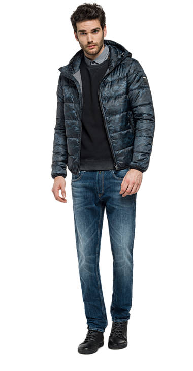 Decathlon Sale Jacke mit Camouflage-Aufdruck BLUE/BLACK GEOMETRIC CAMO