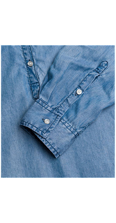 Decathlon Damen LIGHT DENIM Lange Jeanshemdbluse mit Stickerei Online