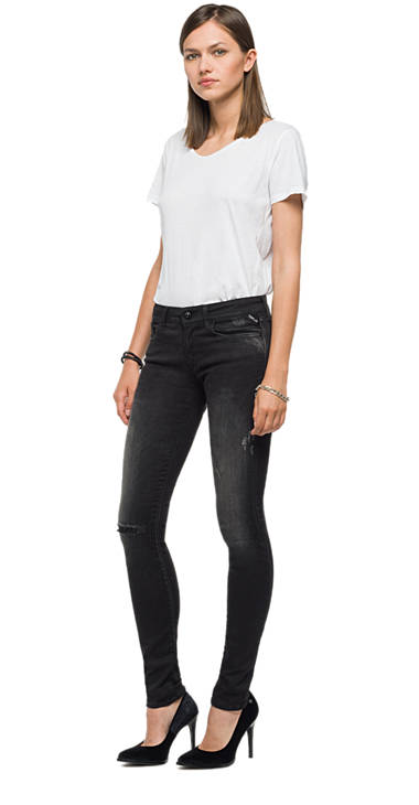 Decathlon Sale Skinny Fit Jeans Hyperflex Luz BLACK DENIM