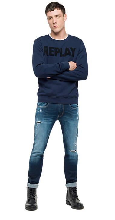 Decathlon Sale Sweatshirt aus reiner Baumwolle mit Patches MIDNIGHT BLUE